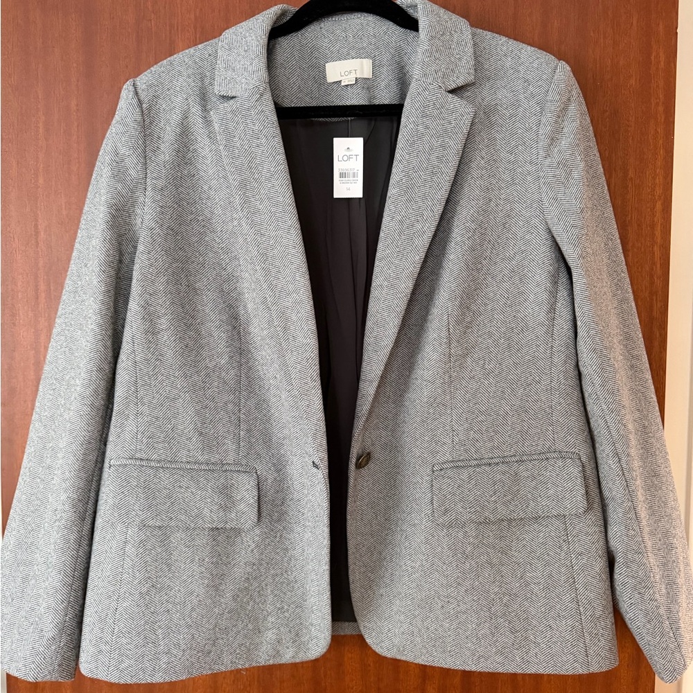 NWT LOFT Herringbone Women's Gray Blazer